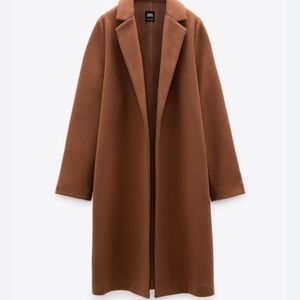 Zara Camel Lapel Collar Long Coat!